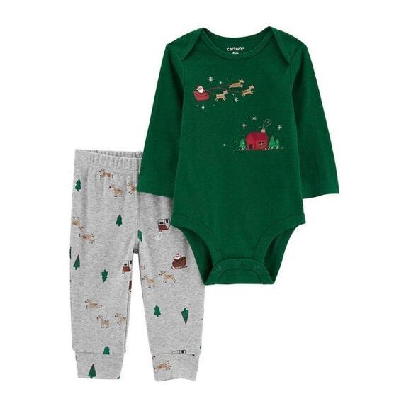 Carter's Girl’s 24 Month 2-Piece Christmas Bodysuit & Pant Set - Picture 2 of 8
